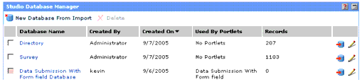Studio Database Manager Portlet