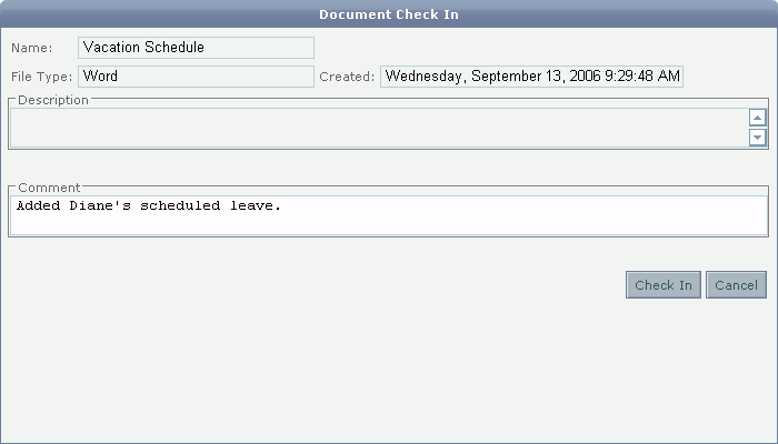Check In Document