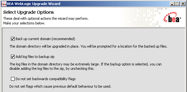 WebLogic Upgrade Wizard - Domain Upgrade