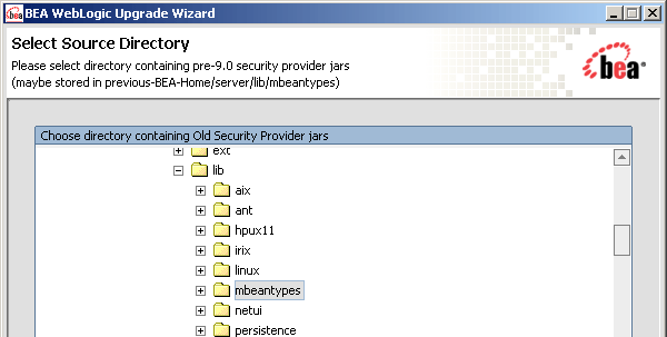 WebLogic Upgrade Wizard - Security Provider Upgrade