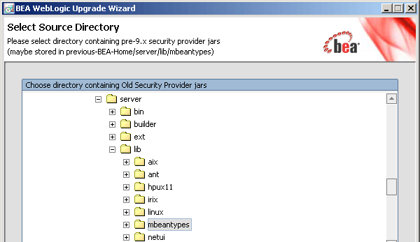 Security Provider Upgrade - Select Source Directory