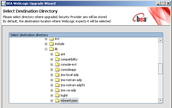Security Provider Upgrade - Select Destination Directory