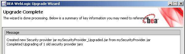 Security Provider Upgrade - Upgrade Complete