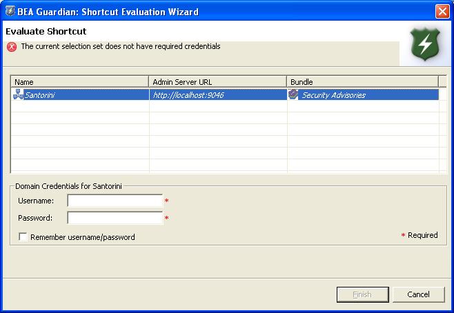 Shortcut Evaluation Wizard Needing Login Credentials