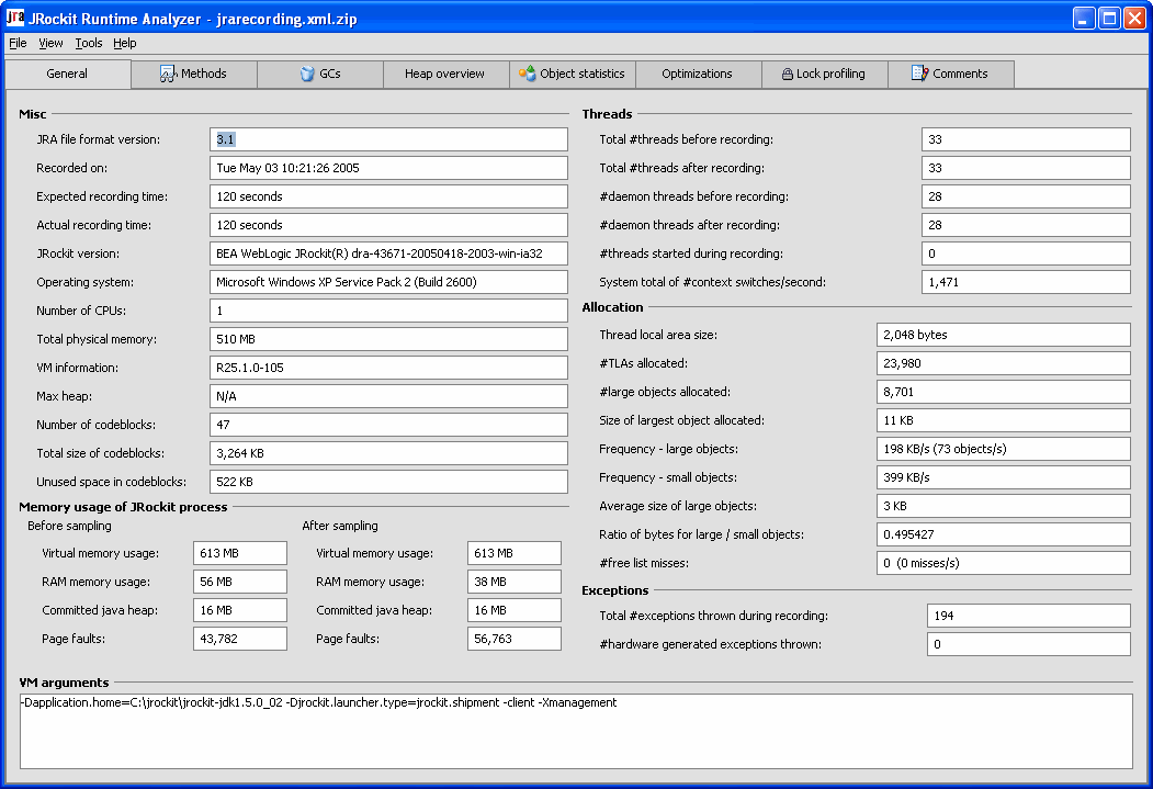 JRA Application with an Open Recording