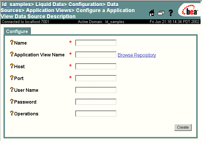 Configuring a Liquid Data Source Description for an Application View