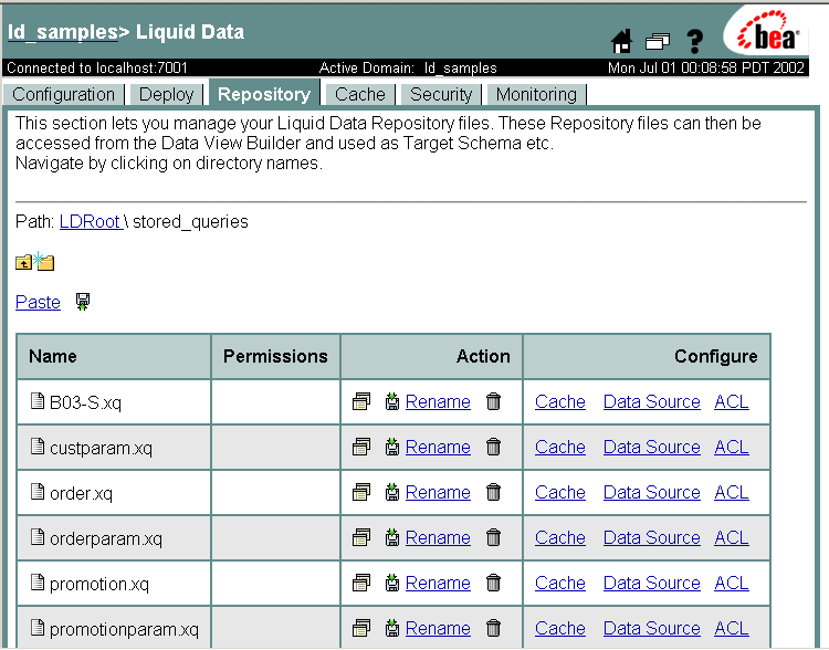 List of Stored Queries in the Repository