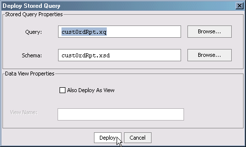 Deploying custOrdRpt Query with custOrdRpt Schema