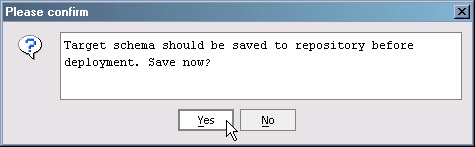 Deploy Query Save Target Schema Dialog Box