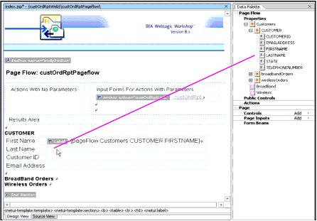 Populating WebLogic Workshop HTML Table with Customer Data Element