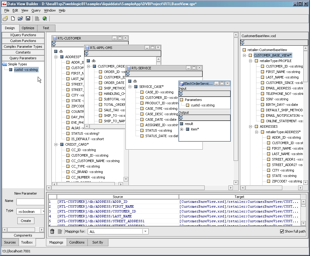 Project Showing RTLBaseView Query, the Basis for the Data View Underlying RTLSample Queries