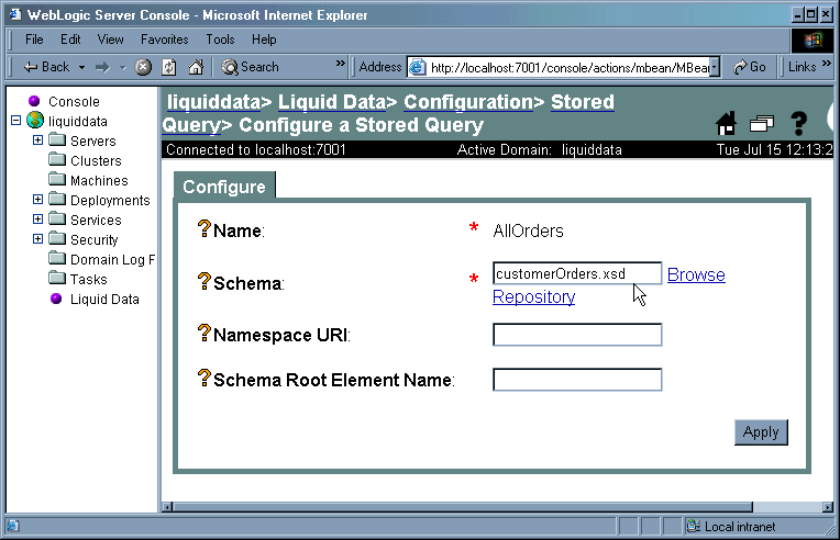 Configuring Liquid Data Source Description for a Data View