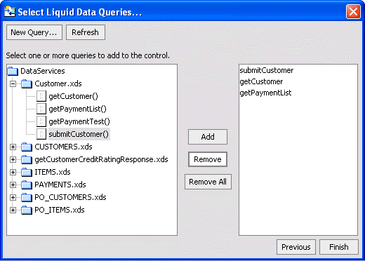 Liquid Data Control Wizard—Select Queries