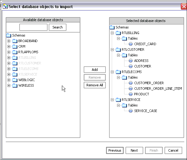 Identifying Database Objects to be Used as Data Services