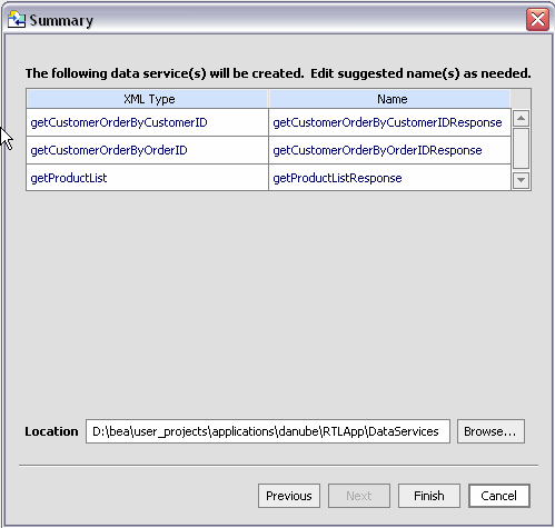 Web Services Imported Data Summary Screen