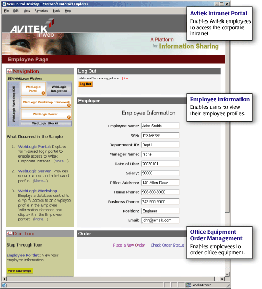 WebLogic Platform Tour: The Avitek Corporate Intranet