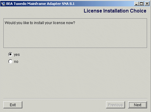 License Installation Choice Screen