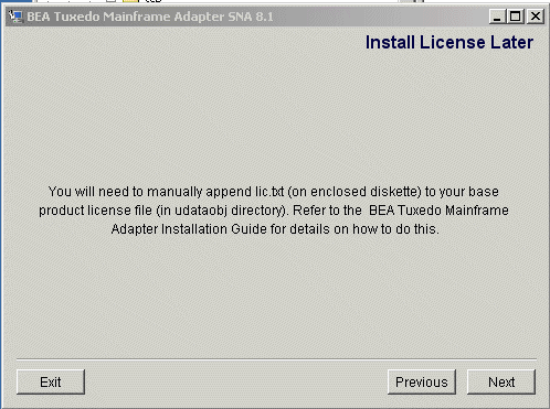 Install License Later Screen
