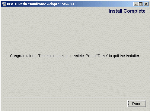 Install Complete Screen