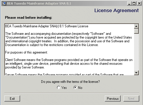 License Agreement Screen