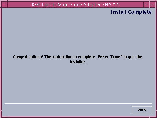 Install Complete Screen