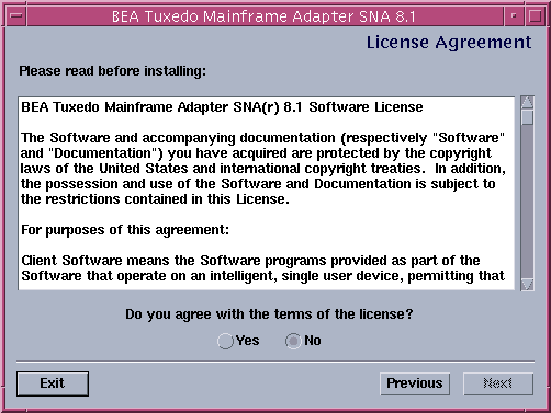 License Agreement Screen