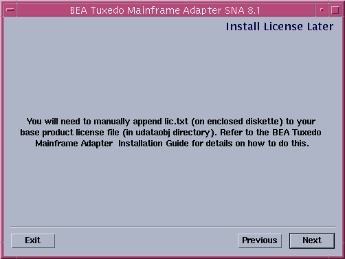 Install License Later Screen
