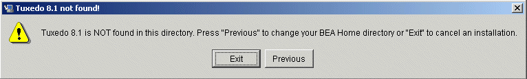 Tuxedo 8 Not Found Message Box