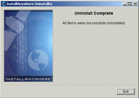 Tuxedo Mainframe Adapter for SNA Uninstall Complete Screen