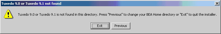Tuxedo Not Found Message Box