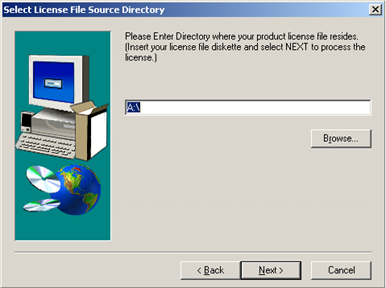 Select License File Source Directory Window