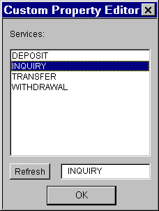 Property Editor with Selected Service