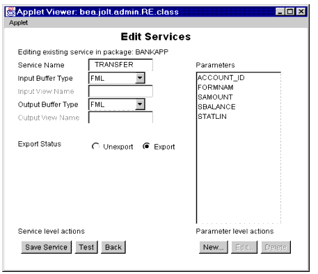 Edit Services Window