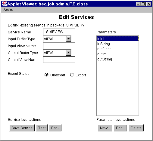 Repository Editor: Edit SIMPVIEW Service