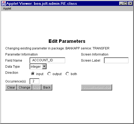 Edit Parameters Window