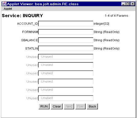 Sample Service Test Window