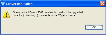 Warning Message: Unsupported XQuery 2002 Constructs
