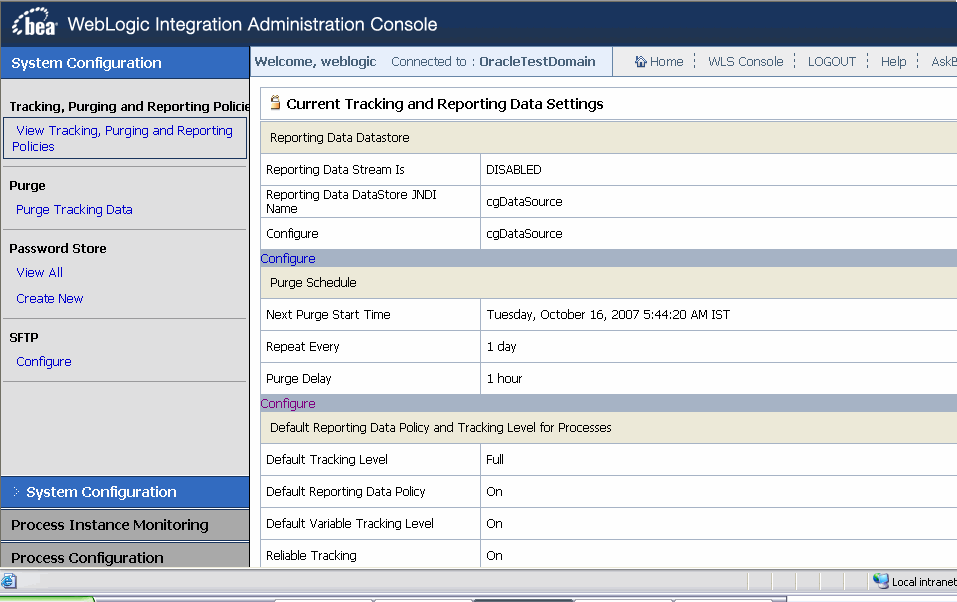 WLI Administration Console: Portlets-Based (Partial View)