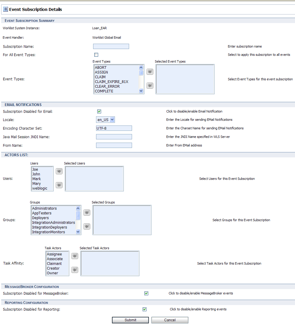 Event Subscription Details