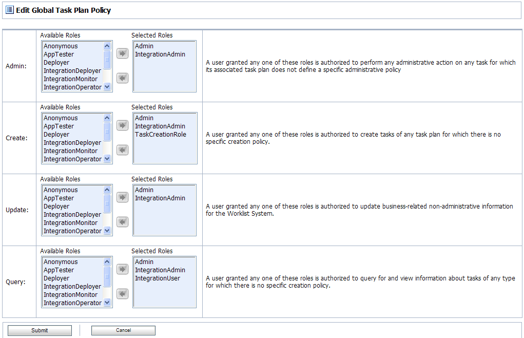 Edit Global Task Policy Page