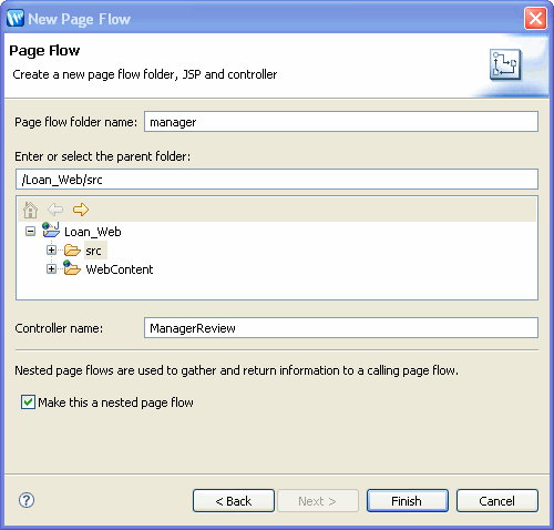 New Page Flow Dialog Box