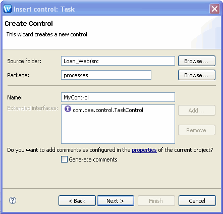 Creating a Task Control 