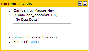 Upcoming Tasks Portlet After Creating a Task 