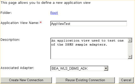 Define New Application View Page