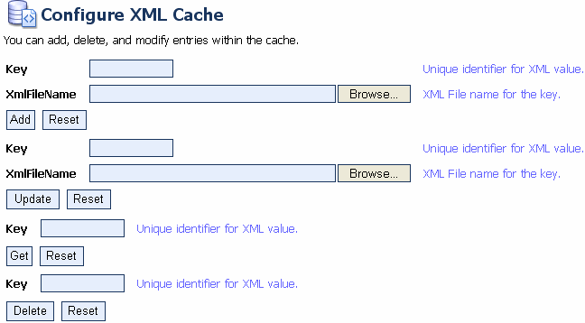 configure XML Cache