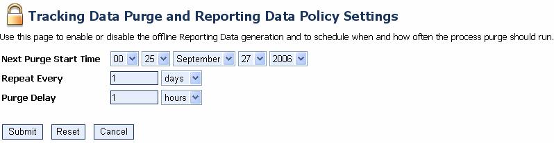 Tracking Data Purge and Reporting