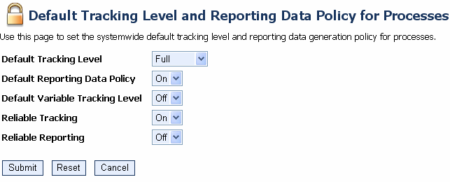 Default Tracking Level and Reporting Data Policy