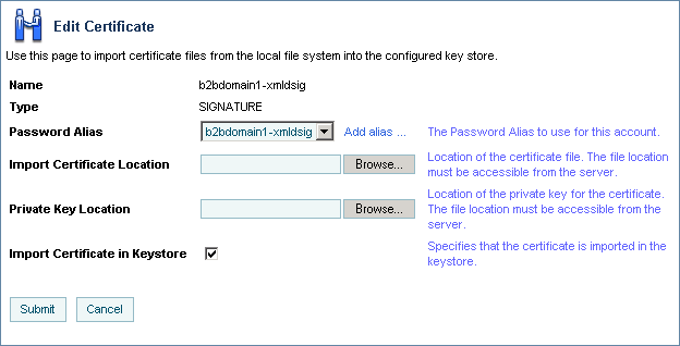 Edit Certificate Page