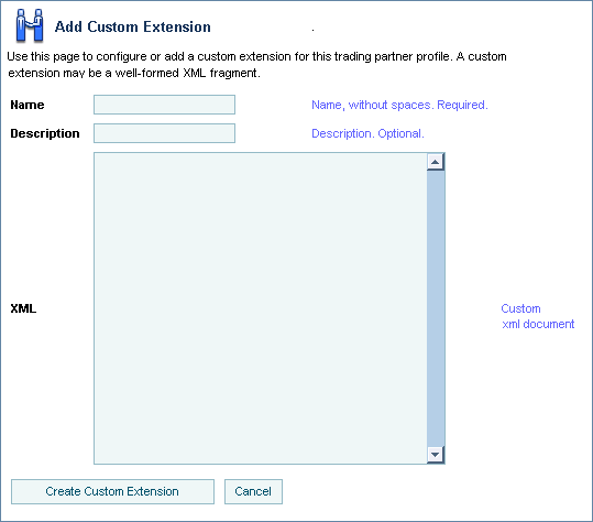 Add Custom Extension Page