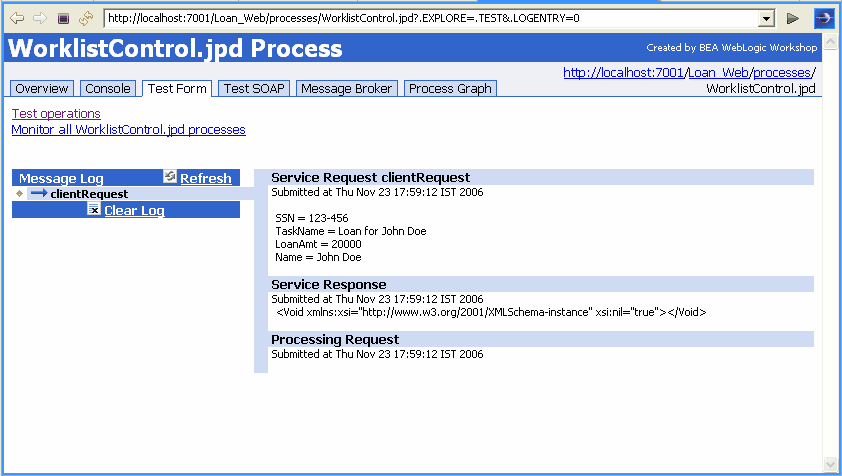 Successful Execution of the WorklistControl JPD 